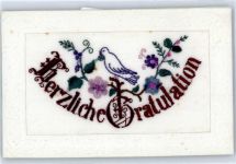 Herzliche Gratulation Taube Seide (gestickt)