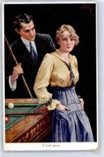 Frau Billard Künstlerkarte