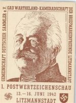 Litzmannstadt Lódz Künstlerkarte WK II 1.Postwertzeichenschau 19142