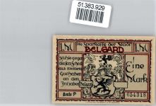 Belgard an der Persante Bialogard Notgeldschein 1 Mark