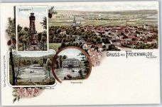 16259 O1310 Bad Freienwalde Lithographie Aussichtsturm Baa See Papenmühle