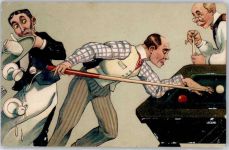 Humor Billard 1909 Prägedruck