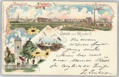 10115 W1000 Rixdorf 1900 Lithographie / Künstlerkarte Böhmische Kirche Storch