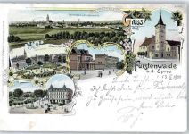 15517 O1240 Fürstenwalde , Spree Lithographie 1900 Rathaus Kaserne Denkmalplatz Kaiserplatz