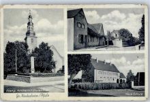 67259 W6711 Großniedesheim - Kirche Kriegerdenkmal Schule Pfarrhaus