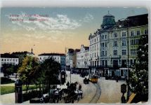 Lemberg Lwow 1917 Lithographie Straßenbahn Litfaßsäule Feldpost WK I