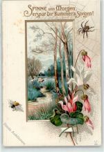 Biene Blumen Spinne Prägedruck