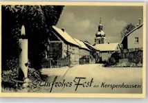 36272 W6434 Kerspenhausen , Kr Hersfeld Winter Blick zur Kirche