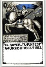 W8700 Würzburg 14. Bayerisches Turnfest 1912 Privatganzsache Künstlerkarte