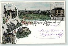 01900 O8501 Großröhrsdorf , OL Lithographie / Künstlerkarte 1898 Kirche Turnhalle Schule Postamt Villa