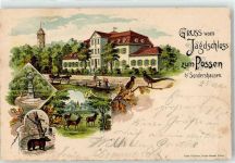 99706 O5400 Sondershausen , Thür Lithographie / Künstlerkarte 1901 Jagdschloss zum Possen