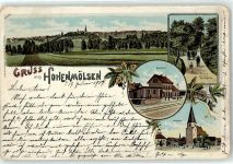 06679 O4860 Hohenmölsen Lithographie / Künstlerkarte 1907 Bahnhof Kaiserpark Altmarkt Kirche