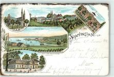 16247 O1304 Joachimsthal 1899 Lithographie Kirche Jagschloss Hubertusstock Werbellin See