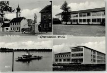 64579 W6084 Gernsheim , Rhein - Kirche Denkmal Schule Fähre Gymnasium