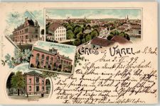 26316 W2930 Varel , Jadebusen 1899 Lithographie Post Rathaus Lanwirtschaftsschule