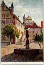 77955 W7637 Ettenheim 1909 Künstlerkarte Brunnen