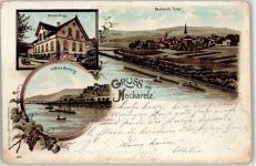 74821 W6950 Neckarelz Lithographie 1901 Pension Kling Schloss Neuburg