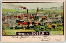 04720 O7300 Döbeln 1901 - Kirche Fabrikschornstein