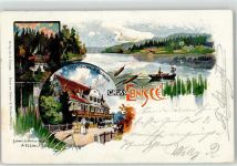 73553 W7061 Ebnisee 1901 Lithographie / Künstlerkarte Hotel Schweizerhaus am See Ruderboot sign.H.Fuchs