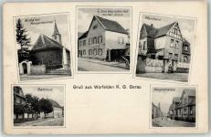 64572 W6087 Worfelden Collage Kirche Kriegerdenkmal Pfarrhaus Rathaus Hauptstrasse