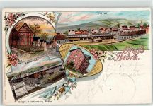 36179 W6440 Bebra 1898 Lithographie Breitenbach Bahnhof Hotel Schlüter