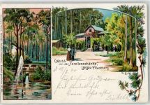 01454 O8107 Liegau-Augustusbad 1900 Lithographie Forellenschänke Radeberg