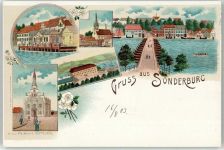 Sonderburg Sonderborg Lithographie Kirche