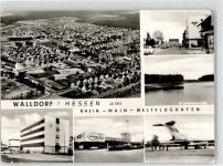 64546 W6082 Walldorf , Hess - Farmstrasse Bruchwiesen See Rathaus Flughafen
