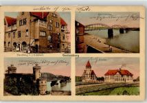 65462 W6095 Ginsheim-Gustavsburg 1913 - Kirche Eisenbahnbrücke Mainbrücke Handlung J.Limbach
