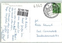74736 W6969 Hardheim , Odenw - Stadtkirche Festhalle Postamt Eisenbahn Dampflok Denkmal