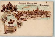 O7000 Leipzig Wappen Ballon Lithographie AK Gewerbeausstellung 1897 Ganzsache