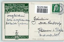 W8500 Nürnberg VIII Sängerbundesfest AK Privatganzsache 1912 Künstlerkarte