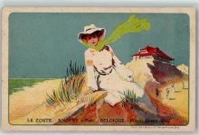 Knocke-sur-mer Lithographie Plage Dunes Golf AK