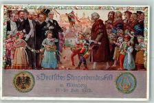 W8500 Nürnberg Sängerfest offiz. Postkate sign. J. Durst AK Privatganzsache 1912 Künstlerkarte