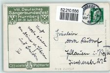 W8500 Nürnberg Sängerfest offiz. Postkate sign. J. Durst AK Privatganzsache 1912 Künstlerkarte