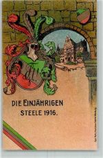 W4300 Steele Die Einjährigen AK Studentenwappen Lithographie