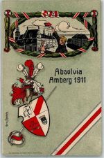 Amberg Absolvia AK Studentenwappen 1911 Lithographie