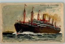 Postdampfer President Grant AK Hamburg-Amerika-Line 1913 Lithographie