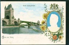 W6520 Worms Ernst Ludwigsbrücke AK Adel Hessen 1900 Prägedruck