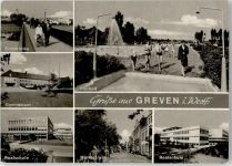 48268 W4402 Greven , Westf - Emsbrücke Gymnasium Realschule Schwimmbad Marktstraße
