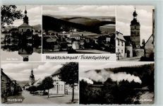 95509 W8581 Marktschorgast - am Teich Marktplatz Kirche Dampfeisenbahn