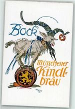 W8000 München ünchener Kindl Bräu Bock sign. Ivi Diez AK Brauerei Künstlerkarte