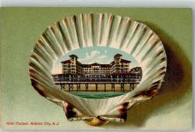 New Jersey Prägedruck Hotel Chelsea Atlantic City Muschel Passepartout Lithographie