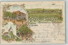 30989 W3007 Gehrden , Han 1897 Lithographie Gasthaus Zum Ratskeller H. Löchner Kirche Waldschlösschen