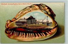 New Jersey Prägedruck Boardwalk showing Brighton Casino Atlantic City Muschel Passepartout Lithographie