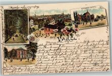 26316 W2930 Varel , Jadebusen 1896 Lithographie Große Allee Rathaus Gerichtsgebäude Marktplatz