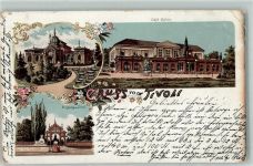 1120 Wien 12. Bezirk, Meidling Lithographie Gruss vom Tivoli Cafe Salon Pavillon Eingang Blumen Eckbug