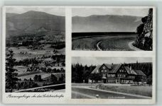 Ludwigsdorf Ludwikowice Klodzkie - Blick über Schreiberau n.d. Reifträger Große Kurve mit Blick n.d. Schneegruben Gasthaus Ludwigsbaude an der Sudetenstraße