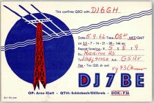 35745 W6348 Schönbach , Dillkr KEINE AK QSL-Funkfrequenzkarte DJ7BE