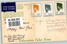 Jakarta Batavia Gebrauchsspuren Tracht Tänzer Luftpost